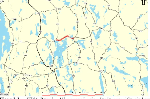 Figur 2.3  F744, Rörvik – Allgunnaryd, sekundär länsväg i Sävsjö kommun  utmed länk 1000:30593