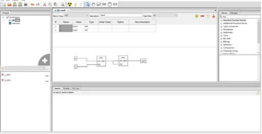 Figure 4.4: Beremiz v1.2 [1] - an open source IEC 61131-3 IDE with the FBD implementation of the squareOfBigger problem.
