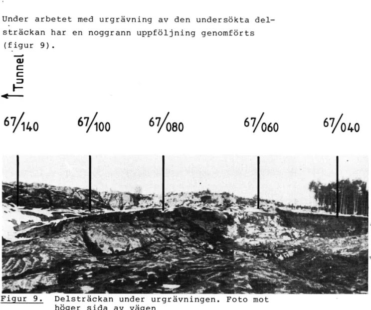 Figur 9. Delsträckan under urgrävningenr Foto mot höger sida av vägen