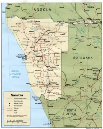 Figure 1.  Map of Namibia. 