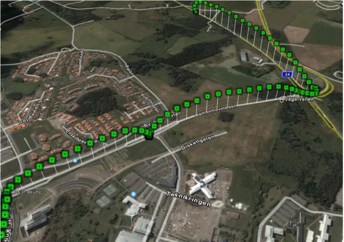 Figure 10  GPS NMEA position file displayed in Google Earth. 