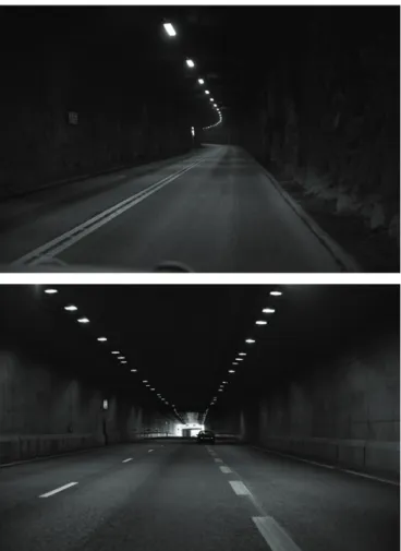 Figure 4  Photographs of eight tunnels in Stockholm, converted to black and white. 