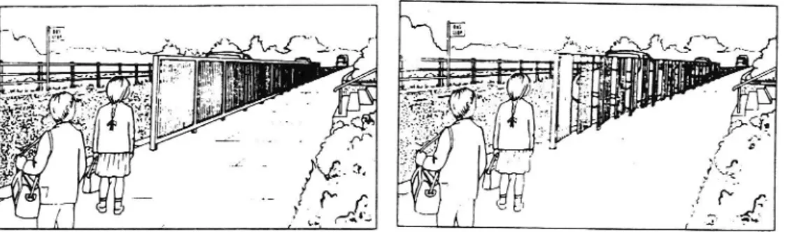 Figur 4 Exempel på olika siktförhållanden vid obevakat över- över-gångsställe.