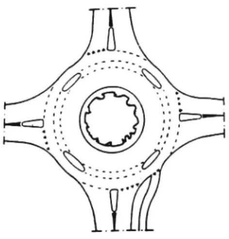 Figur 13 Cykelfält i cirkulationsplats.