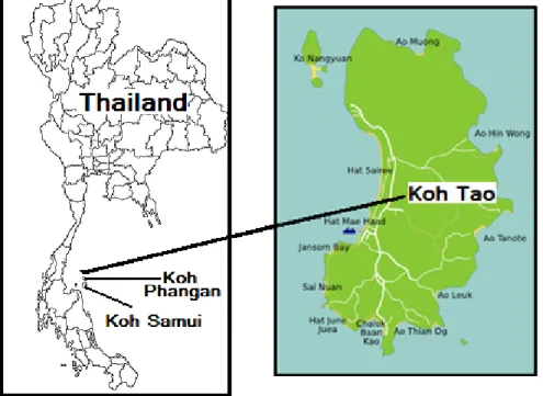 Figure 1 Map of Koh Tao (http://www.wikivoyage.org/de/Tao) 