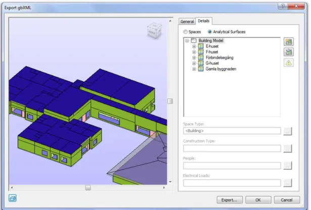 Figur 3.2: En förhandsgranskning av en gbXML-modell i Revit MEP 2010. 