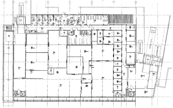 Figur 1 - Arkitektritning över centralköket plan 1 (Carlstedt Arkitekter AB, 2005) 
