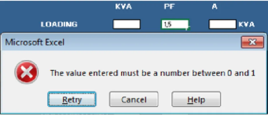 Figure 11: Error message when a number outside range 0 to 1 is entered