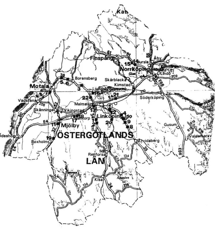 Figur 1 Mätplatsernas geografiska läge.