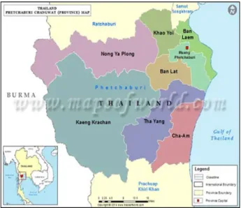 Figure 3. Map of study area in Phetchaburi province, Retrieved  from http://www.mapsofworld.com/thailand/maps/phetchaburi-map.jpg