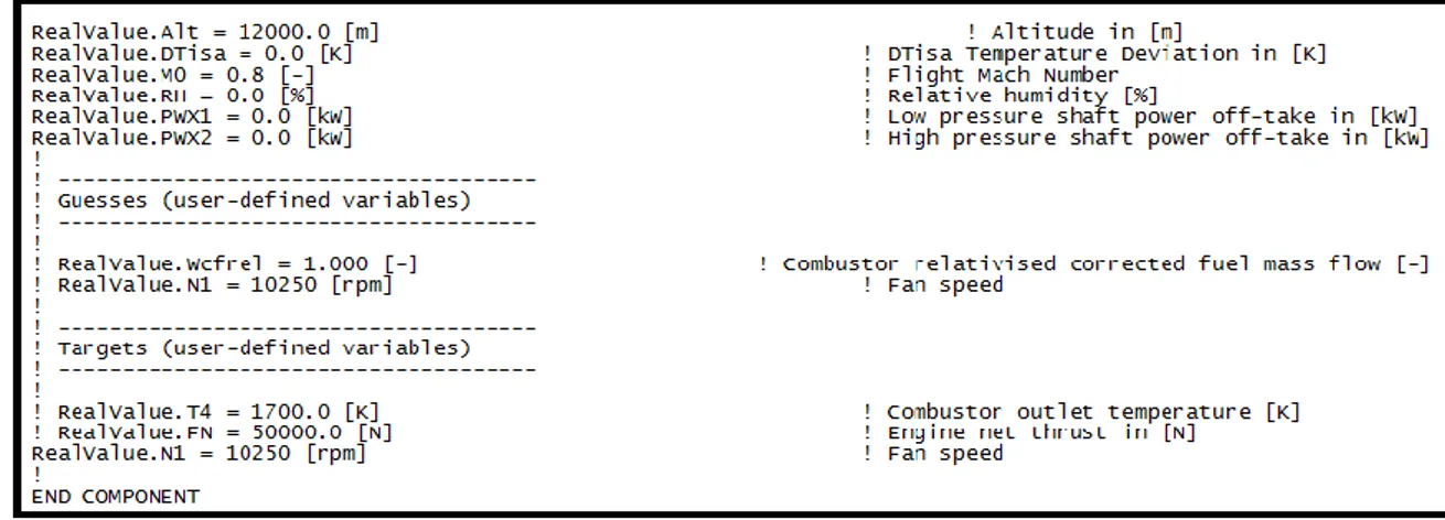 Figure 4.1: Screenshot of various off-design input parameters for EVA 