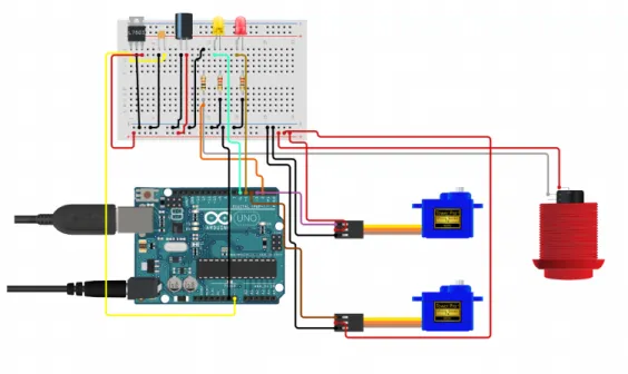 Figure 3: Wiring diagram depicting the Arduino and the mechanical components.