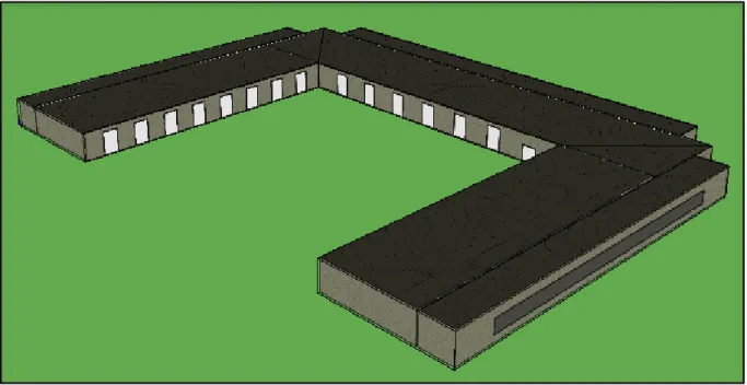 Figure 6: 3-Dimensional View of Building in IDA ICE (Self-Drawn) 