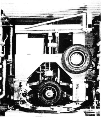 Figure 4 Tyre test rig. Front view Figure 5. Sub frame with test wheel hub, force transducer and brake system