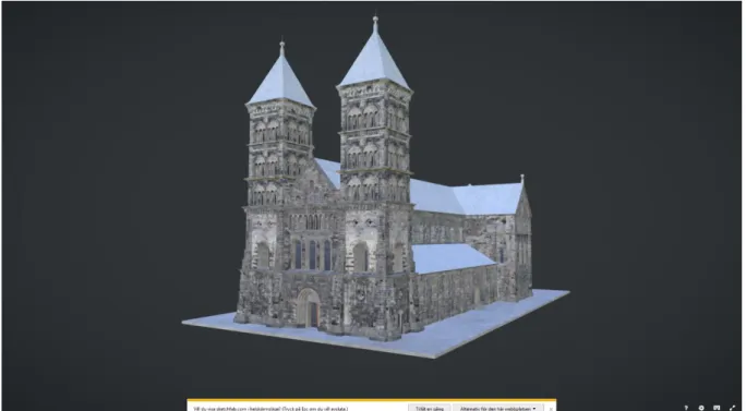 Figur 7. Domkyrkan i Lund modellerad som ett 3D-objekt. 