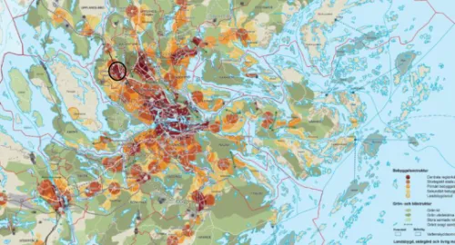 Figure 2. Section of map from the Regional Development Plan for the Stockholm region. 