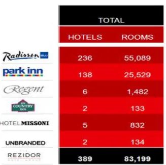 Figure 5: A Strong Portfolio of 5 Great Brands, source: (http://www.rezidor.com) 