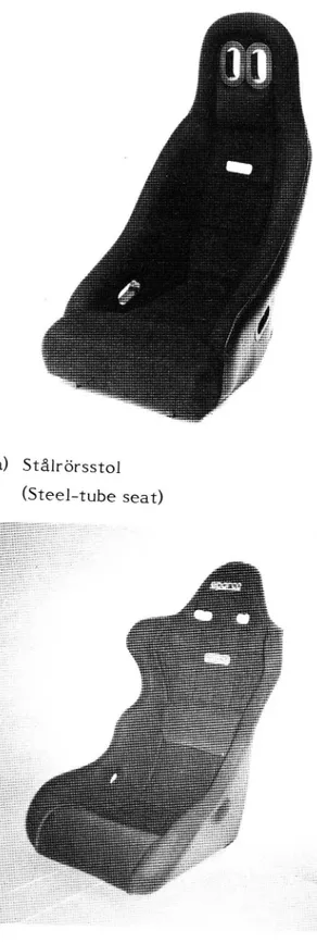 Figur 4 Exempel på rallystolar (Different racing-car seats) VTI RAPPORT 283