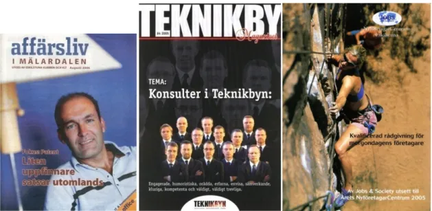 Figure 7. Magazine covers from the local entrepreneurial context of Eskilstuna. 