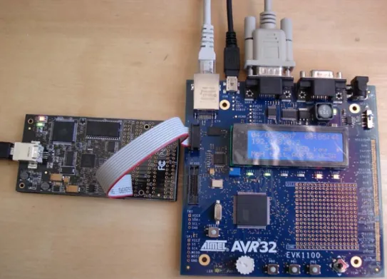 Figure 11: Dragon debugger and EVK1100 board. 