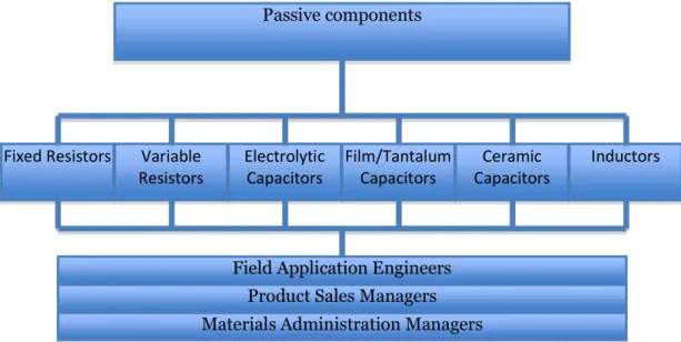 Figure 10: Divisions and personnel in Passive Components Department in Company BETA  (Email correspondence with Field Sales Engineer) 