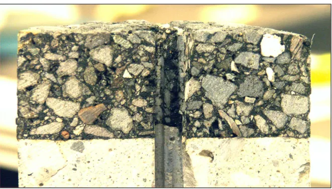Figure 5: A typical bore core of an Asphalt Rubber Friction Course (ARFC) produced by Arizona DoT.