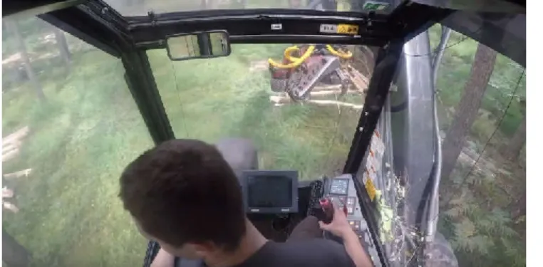 Figure 24 The operator  was  turning  his  body  when  reversing  the  forest  harvester  (Valmeciarz, 2017) 