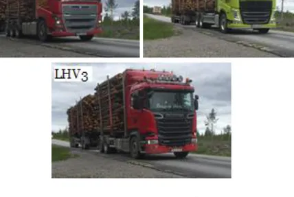 Figure 13: Long heavy vehicles (LHVs) passing on top of the sensors of an instrumented  test section in road 515 near Långträsk 