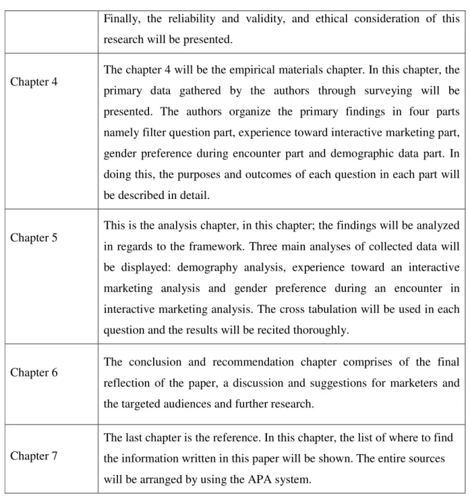 Table 1.1: Structure of paper 