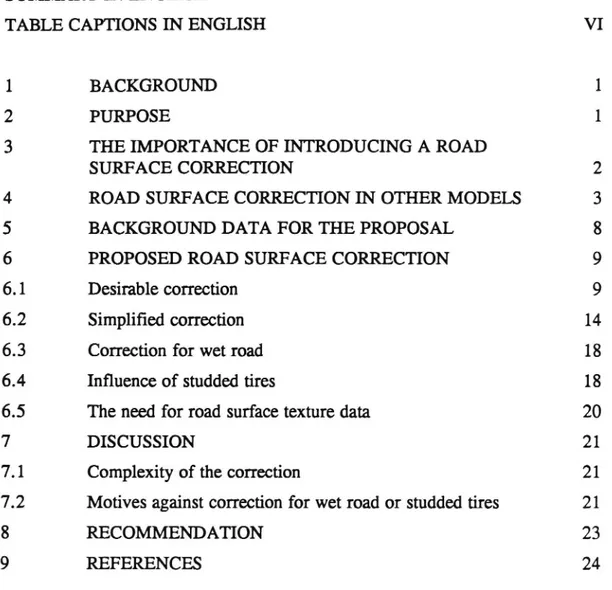 TABLE CAPTIONS IN ENGLISH VI