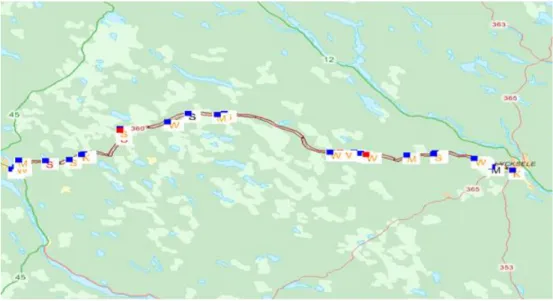 Figur 9. Länsväg 360 i Västerbotten (Lycksele – Vilhelmina) 