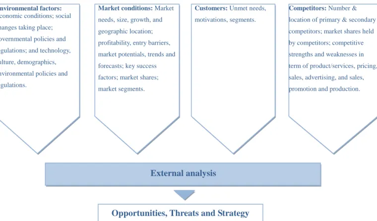 Figure 3: External marketing analysis (Haas, 1995 and Aaker, 1992, own adaptation). 