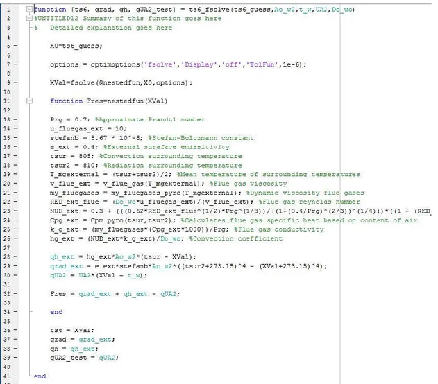 Figure 17 Example of a function script which return several outputs and depend on several input  variables 