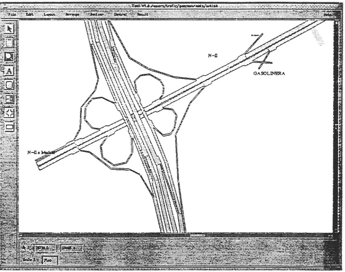 Figur 8.2 Exempel på vägmodell iAIMSUNZ.