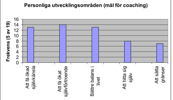 Figur  1. Problemområden som respondenterna angett som huvudproblem de haft inför coachingen (N=19) 