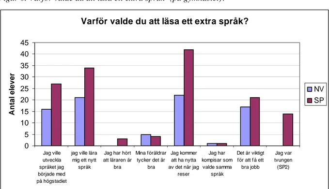 Figur 6. Varför valde du att läsa ett extra språk 3  (på gymnasiet)? 