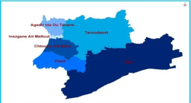 Figure 7: Souss-Massa administrative boundaries with its  provinces 