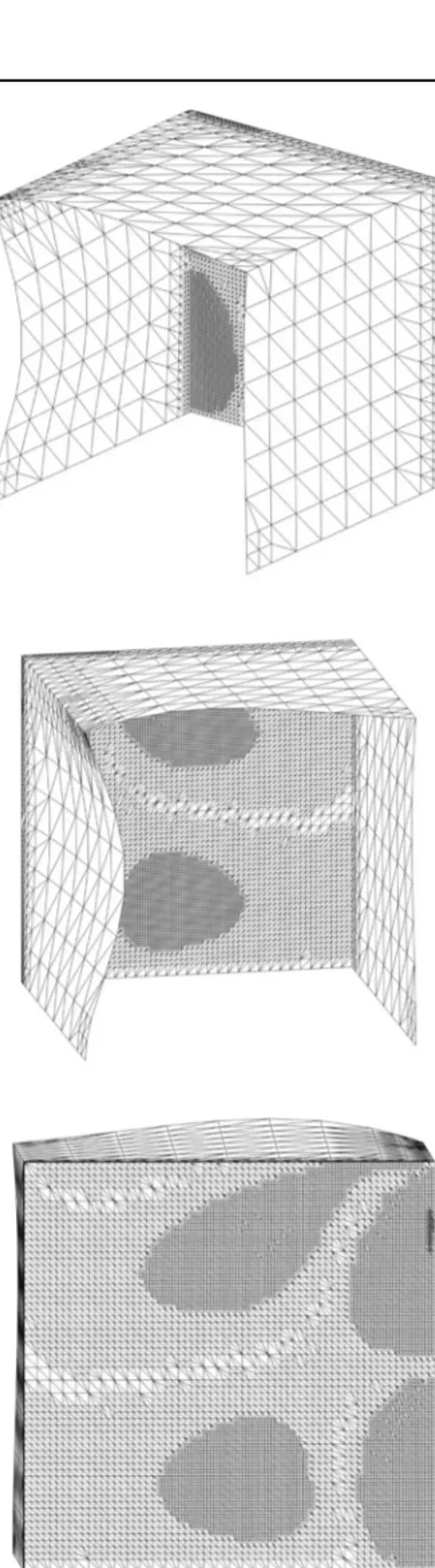 Fig. 1 Different views of the deformed box with t = 10 −3