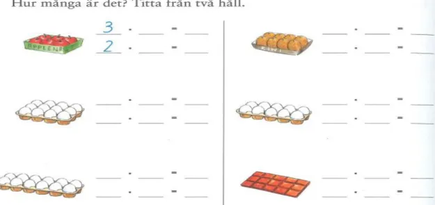 Figur 9: [Färg]. Exempel från Matte Direkt 2A där elever ska överföra bilder till matematiksa 