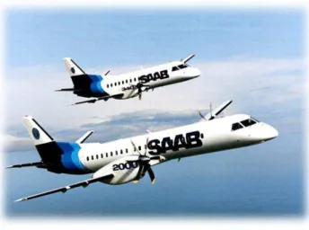 Figur 2. Illustrerar de Saabtillverkade passagerarflygplanen Saab 340 och Saab 2000 (saabgroup, 2014) 