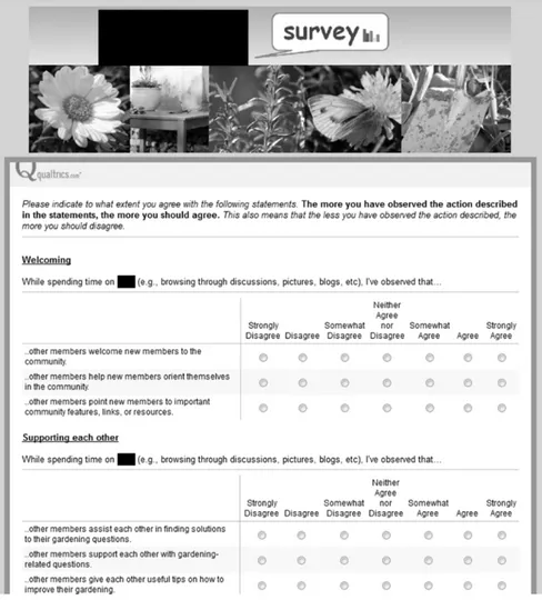 Figure 6: Screenshot from the online community survey 