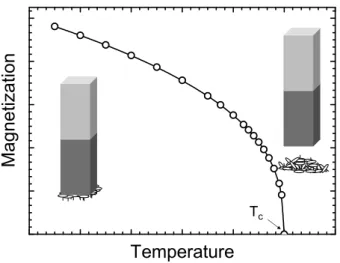 Figure 1.1. When a magnet is heated to temperatures above the critical temperature (T c ) it loses its net magnetization and therefore the ability to attract drawing pins.