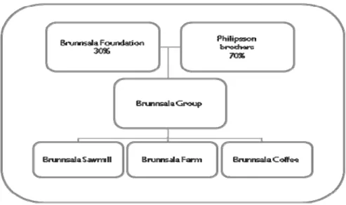 Figure 7.1 Ownership structure of the Brunnsala Group, August 2008.  