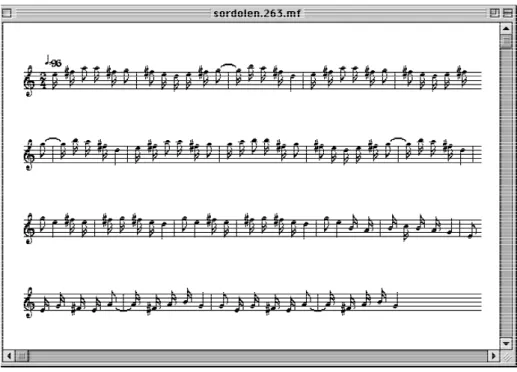 Figure 5-13. Input score adapted before metrical beat atom analysis of the tune  “Sordölen”, played by Eivind O