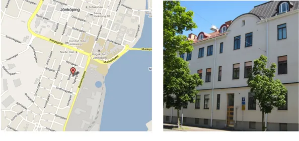 Figur 11:  Fastighetens placering.           Figur 12:       Kalmar 1, Brahegatan. 