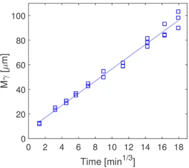 Fig. 10 shows of D  as a function of time. A linear relation to the cube root of time is  seen for the first 8 samples, but not for the last two samples