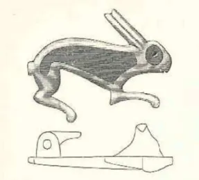 Figure  5  a,  b.  Hare-shaped  fibula  found  in  Bjärs,  Hejnum  parish  on  Gotland,  dated  to  the  Roman  Iron  Age  (Hildebrand 1903:151, E-source 13)