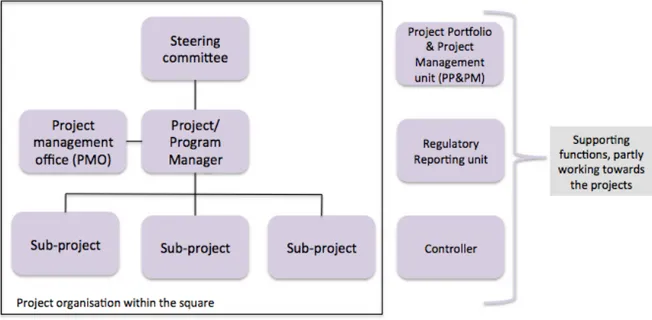 Figure 5. Example of a temporary project organization, including related support functions 