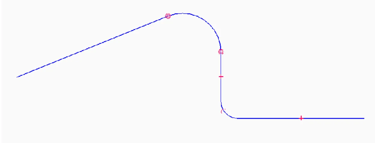 Figur 9: Sketch ritad i Synchronous där radier inte kan inkluderas i hörn för Contour flange 