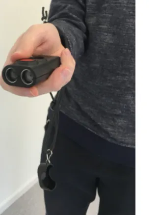 Figure 3.2: A picture of the Miniguide, a handheld ultrasonic mobility aid with haptic feedback.